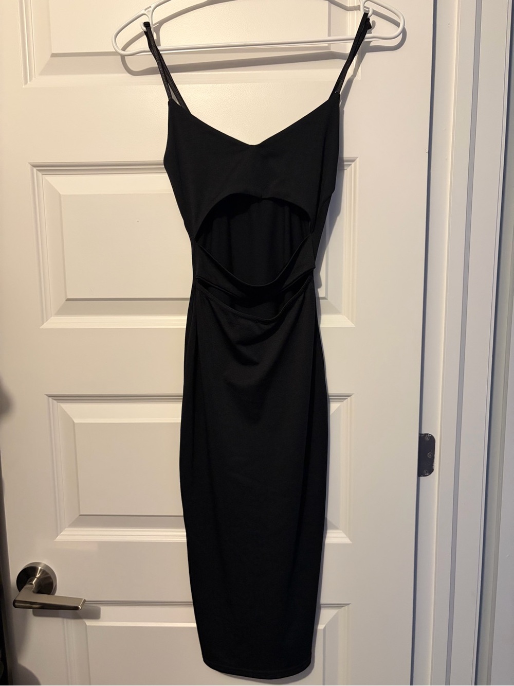 MIAAN Black Cutout Slip Midi Dress
